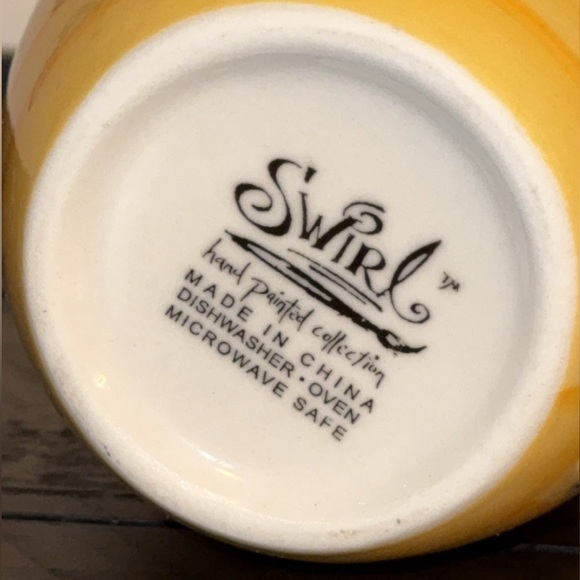 SWIRL Brand Yellow Striped Coffee/Tea Cup/Mug Hand Painted Collection by Swirl - Picture 6 of 6